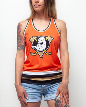 Anaheim Ducks Throwback Racerback Tank Top Shirts - Available at Carrot Stick Sports