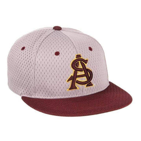 Arizona State Sun Devils FlexFit Baseball Cap with Maroon and Yellow AS Logo Hat - Available at Carrot Stick Sports
