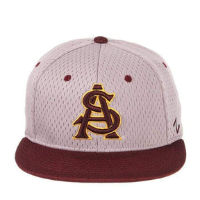 Arizona State Sun Devils FlexFit Baseball Cap with Maroon and Yellow AS Logo Hat - Available at Carrot Stick Sports