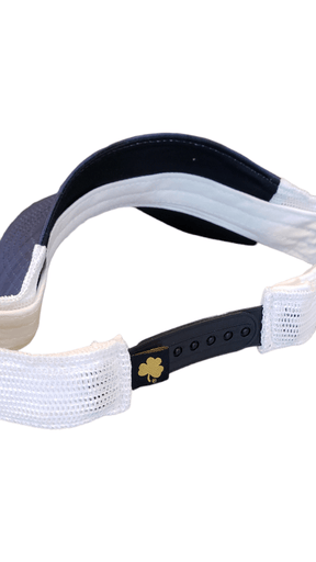 Blue Notre Dame University Golf Visor with Gold Logos Headwear - Available at Carrot Stick Sports
