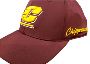 Chippewas Maroon and Gold Stretch Fit Golf Hat hats - Available at Carrot Stick Sports