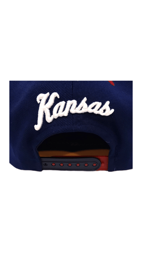 Jayhawks "KU" Navy Blue Snapback Ballcap with Flat Bill Hats - Available at Carrot Stick Sports