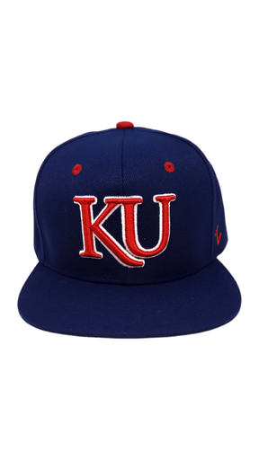 Jayhawks "KU" Navy Blue Snapback Ballcap with Flat Bill Hats - Available at Carrot Stick Sports