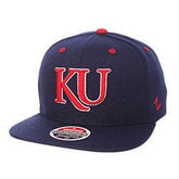 Jayhawks "KU" Navy Blue Snapback Ballcap with Flat Bill Hats - Available at Carrot Stick Sports