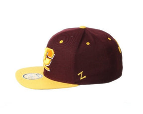 Maroon CMU Chippewas Snapback Cap with Gold Accents Hat - Available at Carrot Stick Sports