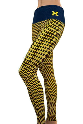Michigan Chevron Leggings Leggings - Available at Carrot Stick Sports