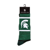 Michigan State Sock Sparty Green Crew Socks - Available at Carrot Stick Sports