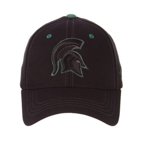 Michigan State Spartans Black Flexfit Hat with Green Accents Hat - Available at Carrot Stick Sports