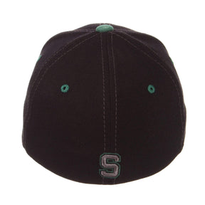 Michigan State Spartans Black Flexfit Hat with Green Accents Hat - Available at Carrot Stick Sports