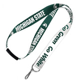 Michigan State Spartans Go Green Go White Lanyard w/ detachable buckle Keychains - Available at Carrot Stick Sports