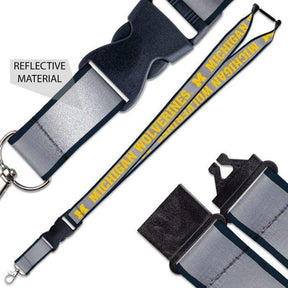 Michigan Wolverines Reflective Lanyard w/ detachable buckle Keychains - Available at Carrot Stick Sports