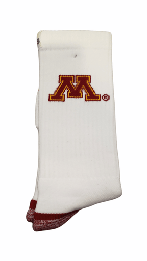 Minnesota Gopher Full Knit White Socks - Available at Carrot Stick Sports