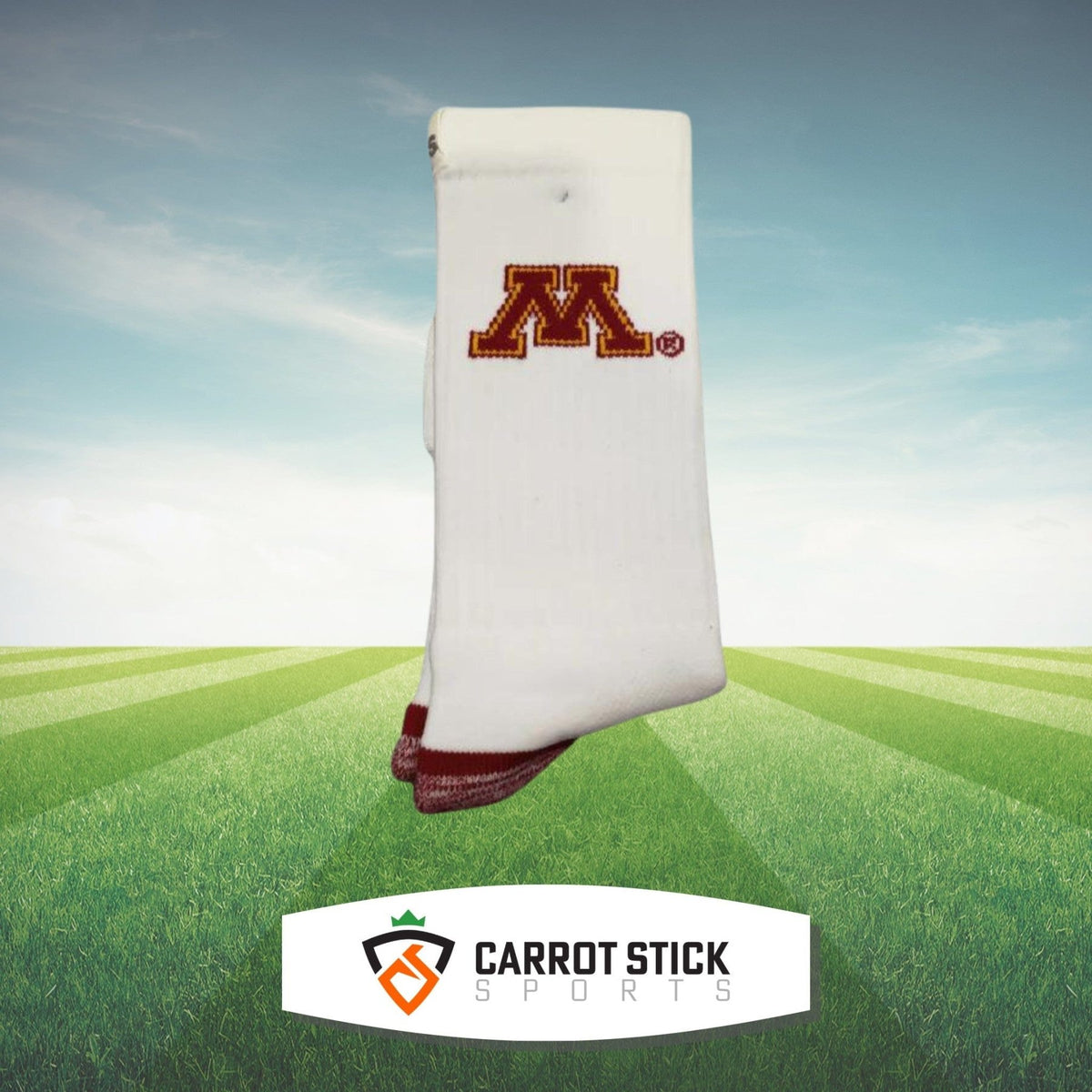 Minnesota Gopher Full Knit White Socks - Available at Carrot Stick Sports