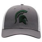 On The Mark Hat Grey Michigan State Spartans Mesh Hat Michigan State Spartans | Grey MSU Mesh Hat | Spartan Helmet Logo 