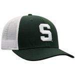 On The Mark Hat Green w White Block S Mesh Michigan State | MSU Spartans | Block S Adjustable Mesh Hat
