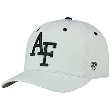 On The Mark Hat Grey Air Force OneFit Hat with Black Letters Air Force Falcons | FlexFit Cap | OneFit Hat | Air Force Academy 