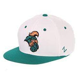 Zephyr Hat Coastal Carolina Z-Fit. White with teal Bill Coastal Carolina Chanticleers Z-Fit. White with flat teal Bill