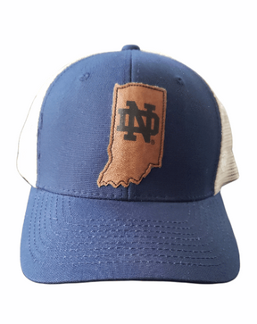 On The Mark Hat INDiana Lether Patch Notre Dame Snapback Mesh Hat