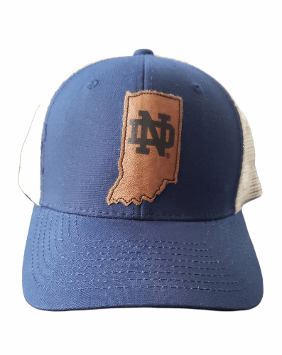 On The Mark Hat INDiana Lether Patch Notre Dame Snapback Mesh Hat