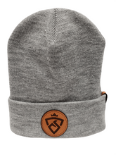 Branded Bills Hat CSS Logo Beanie - Heather Carrot Stick Sports | CSS Logo Leather Patch | Heather Grey Winter Hat