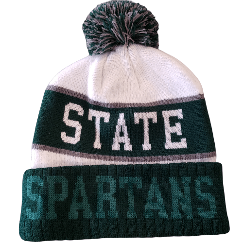On The Mark Hat Michigan State "State" Winter Hat w/Pom Michigan State | MSU Spartans | Winter Hat w/Pom | NCAA
