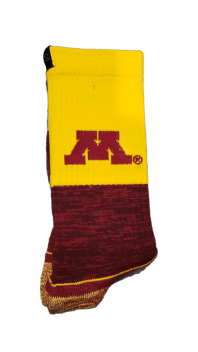 Strideline Socks Minnesota Gopher Full Knit Maroon+Yellow Minnesota Gophers | Knit Sock | Crew Socks