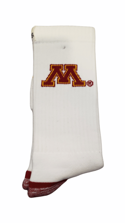 Strideline Socks Minnesota Gopher Full Knit White Minnesota Gophers | Knit Sock | Crew Socks