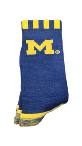 Strideline Socks Michigan Wolverine Full Knit 2- Blue Michigan Wolverines | Knit Sock | Crew Socks | NCAA