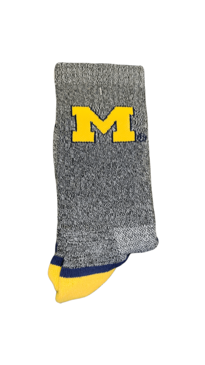 Carrot Stick Sports Michigan Wolverine Full Knit Gray Michigan Wolverines | Knit Sock | Crew Socks | NCAA