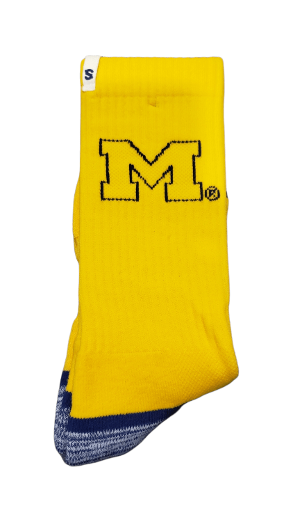 Strideline Socks Michigan Wolverine Full Knit Yellow Michigan Wolverines | Knit Sock | Crew Socks | NCAA