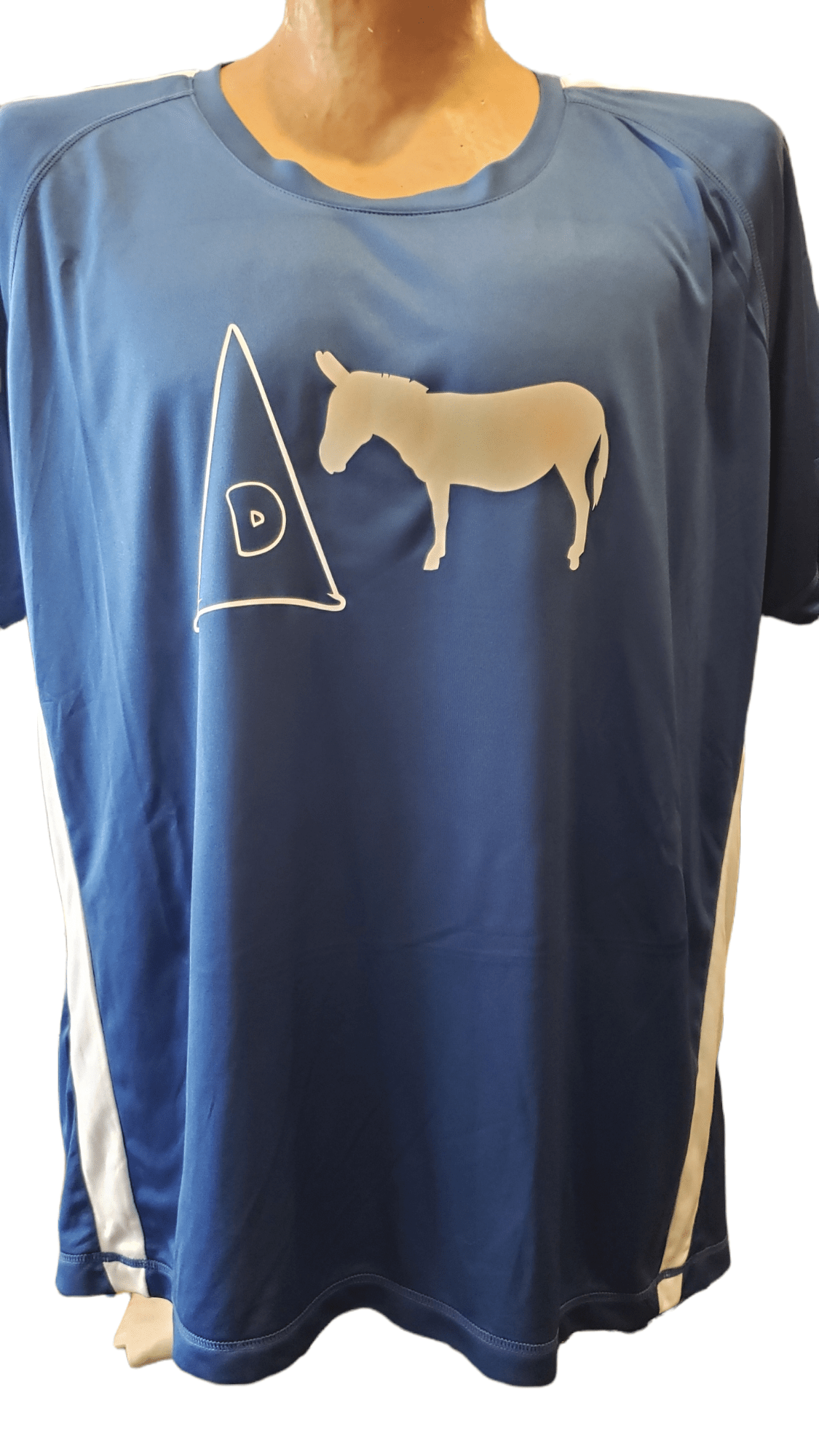 Carrot Stick Sports Ladies 4X-Large Blue with white trim Dunce and a Donkey T-Shirt