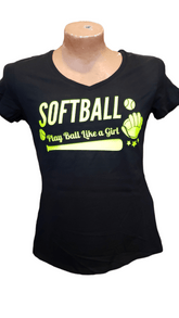 Carrot Stick Sports Shirts & Tops Medium V-Neck Play Ball Like a Girl