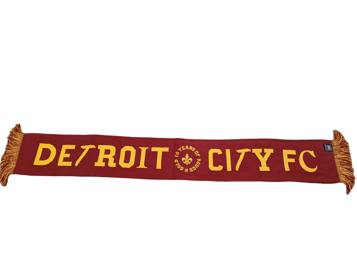 DCFC Scarf Detroit City FC  10 Years of Le Rouge Scarf