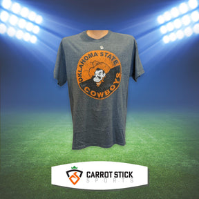 Blue 84 Shirts & Tops Oklahoma State Cowboys T-Shirt Grey Oklahoma State Cowboys Pistol Pete T-Shirt | Carrot Stick Sports
