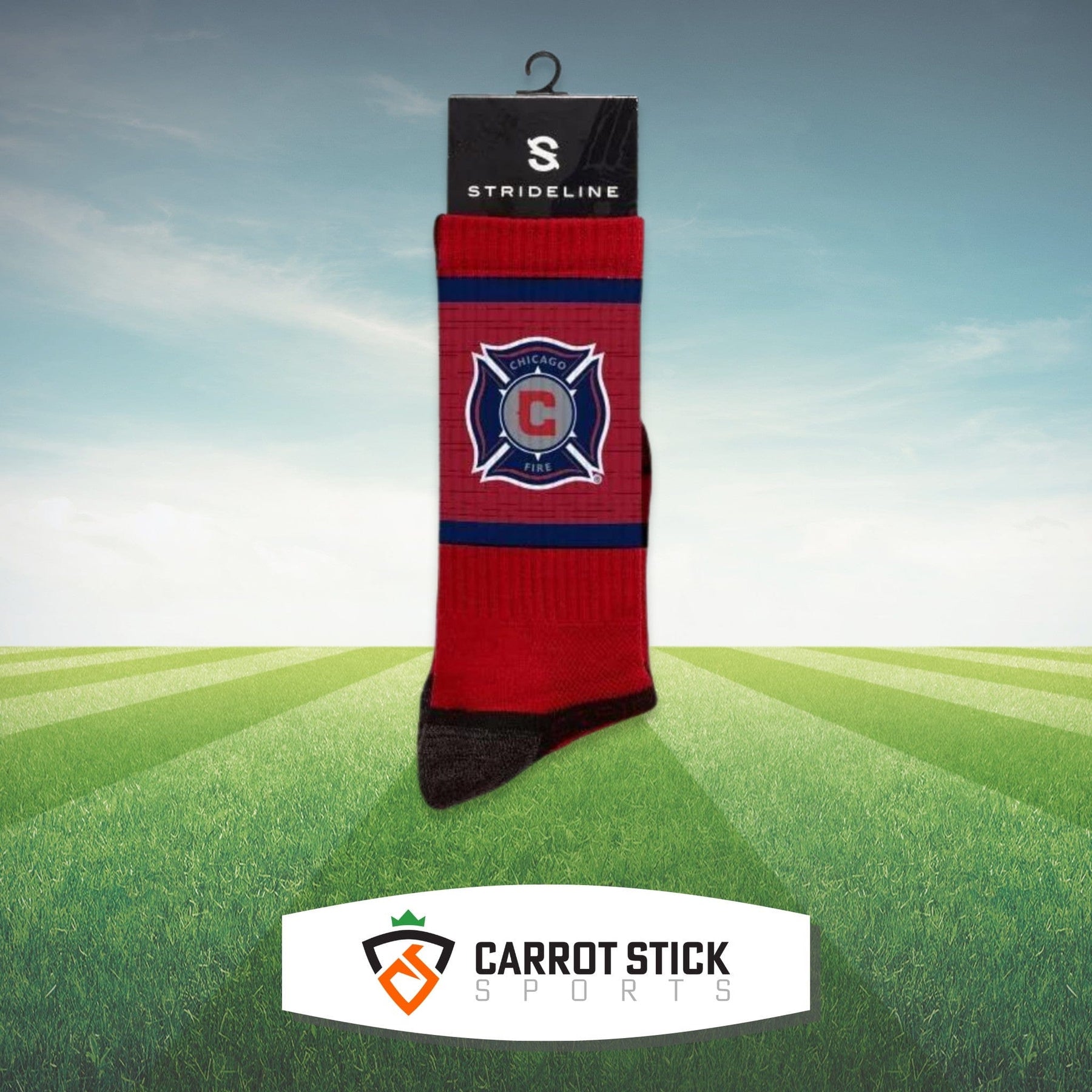 Strideline Socks Chicago Fire Crimson Crew Red Chicago Fire Crew Socks With Old Logo | Carrot Stick Sports