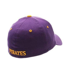 Purple East Carolina University Pirates Flex Fit Cap with Jolly Roger Logo Hat - Available at Carrot Stick Sports