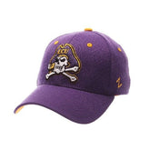 Purple East Carolina University Pirates Flex Fit Cap with Jolly Roger Logo Hat - Available at Carrot Stick Sports
